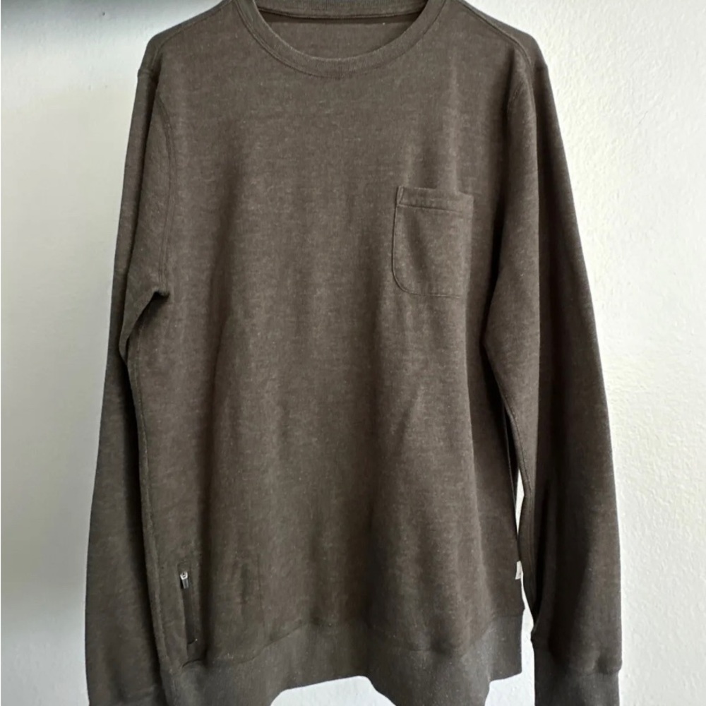 VUORI Jeffreys Pullover Pocket Shirt Oregano Heather Long Sleeve Top Men Large